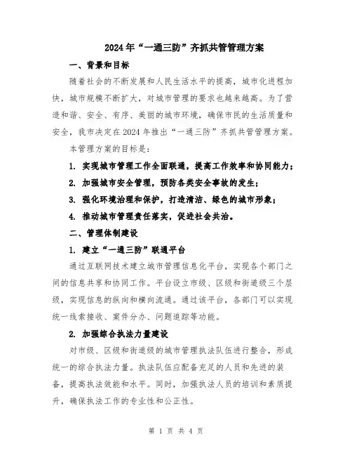 2024年“一通三防”齐抓共管管理方案