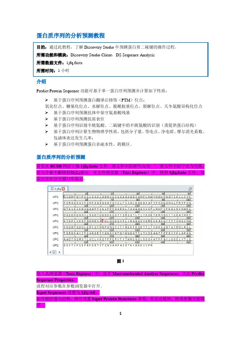 Discovery Studio官方教程--预测蛋白质序列性质(PTM、抗原表位、亲水疏水性等)