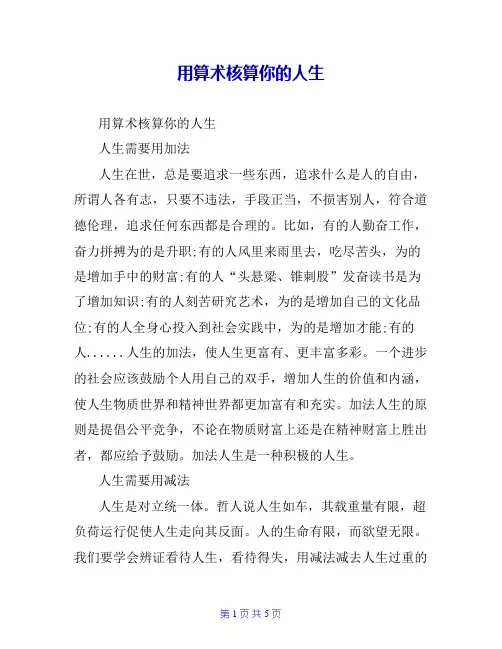 用算术核算你的人生