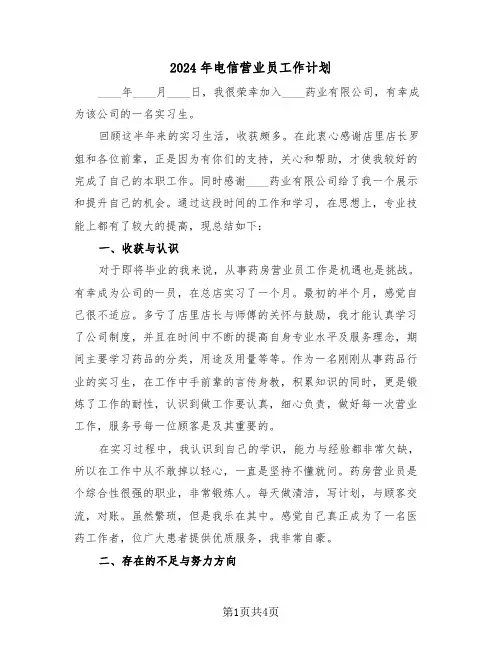 2024年电信营业员工作计划（2篇）