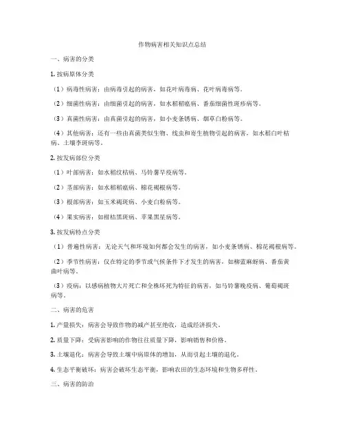 作物病害相关知识点总结