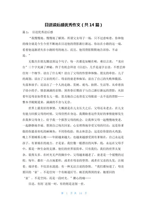 目送读后感优秀作文(共14篇)