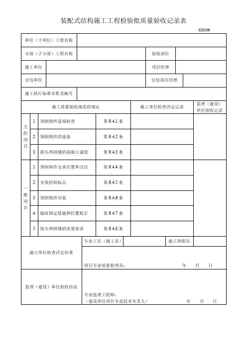 装配检验记录表