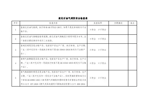 液化石油气消防安全检查表