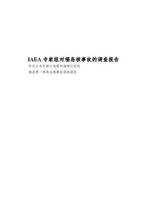 IAEA专家组对福岛核事故的调查报告