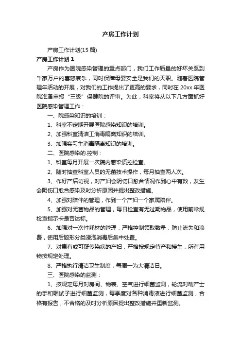 产房工作计划