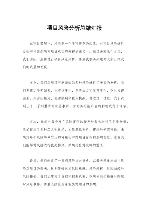 项目风险分析总结汇报