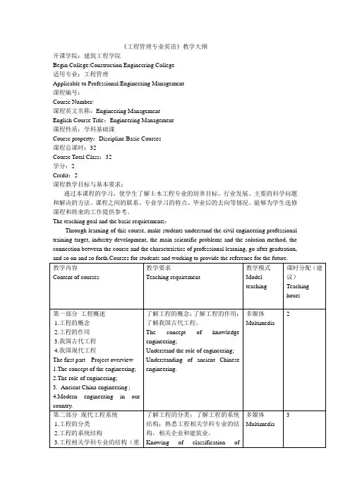 工程管理专业英语