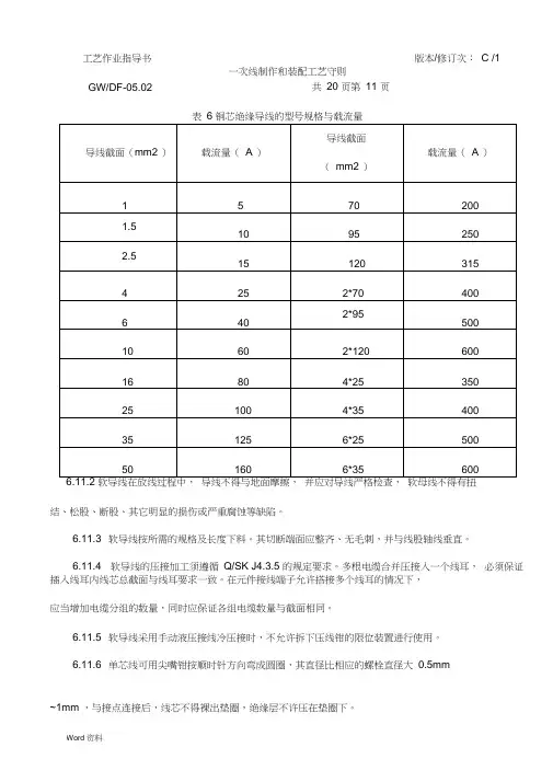 常用铜导线及铜排载流量表