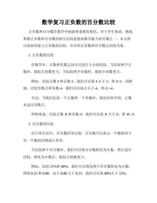 数学复习正负数的百分数比较