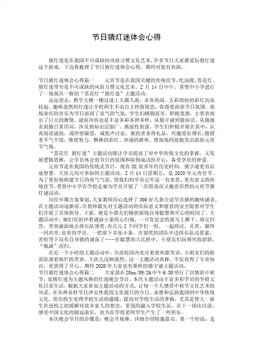 节日猜灯迷体会心得