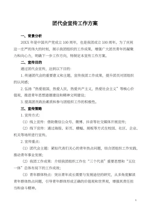 团代会宣传工作方案