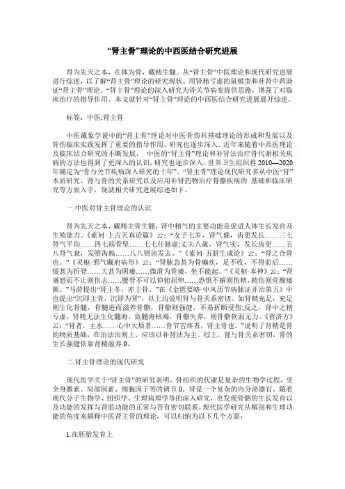 “肾主骨”理论的中西医结合研究进展