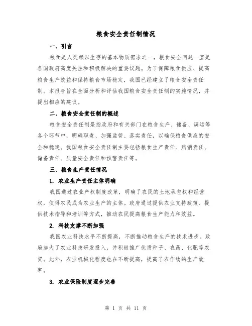 粮食安全责任制情况(三篇)