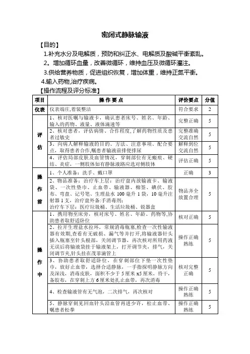 密闭式静脉输液【范本模板】