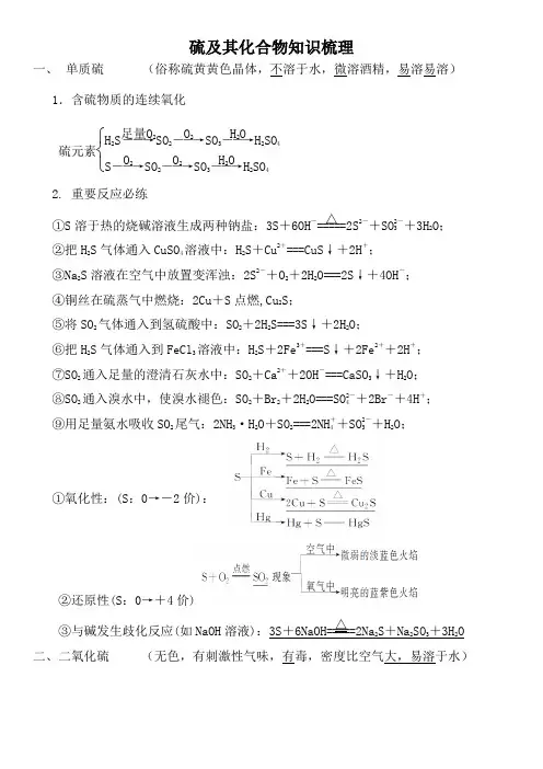 硫及其化合物知识梳理