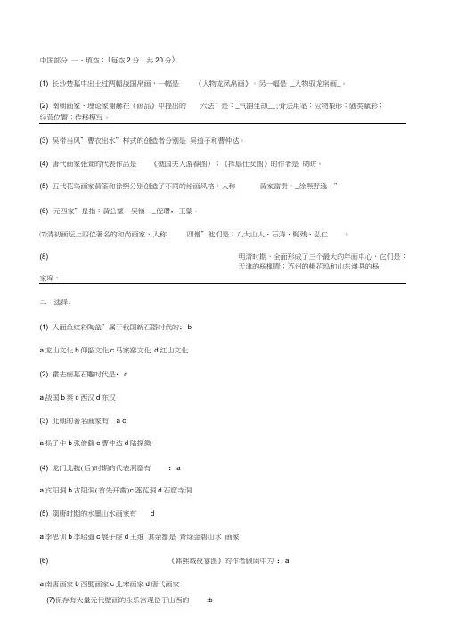 (完整版)中外美术史常识试题及答案