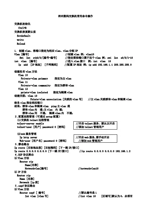 神州数码交换机路由器常用命令操作