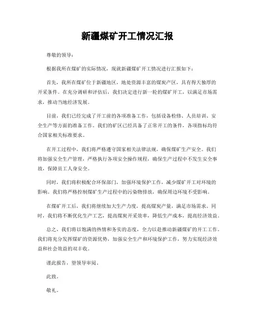 新疆煤矿开工情况汇报