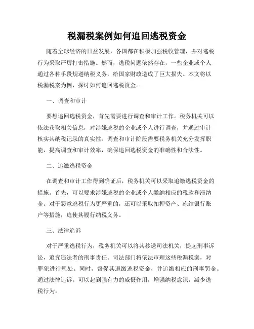 税漏税案例如何追回逃税资金