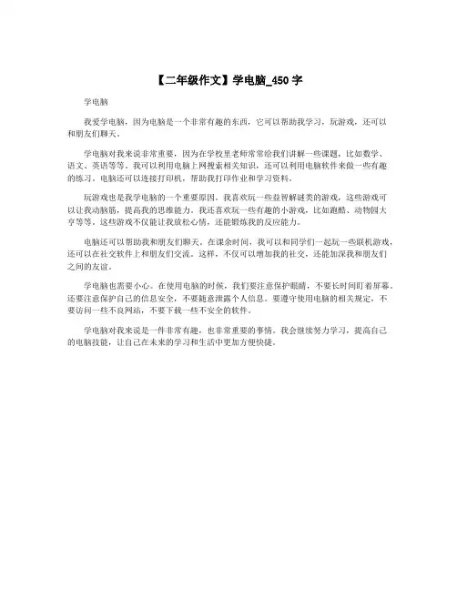 【二年级作文】学电脑_450字