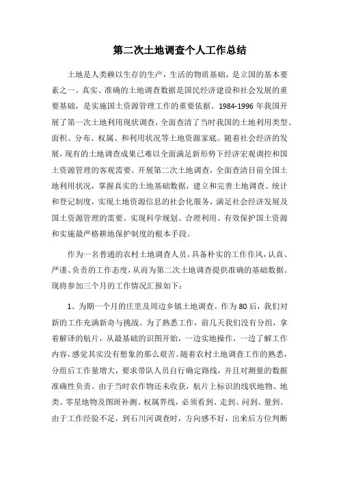 2019第二次土地调查个人工作总结
