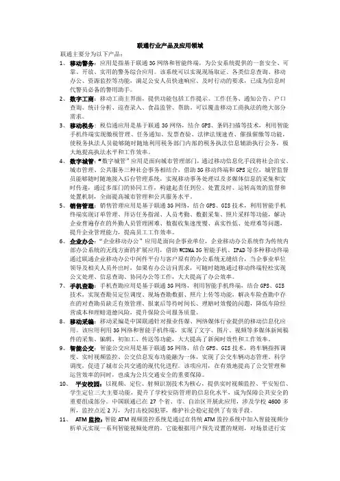 联通行业应用产品