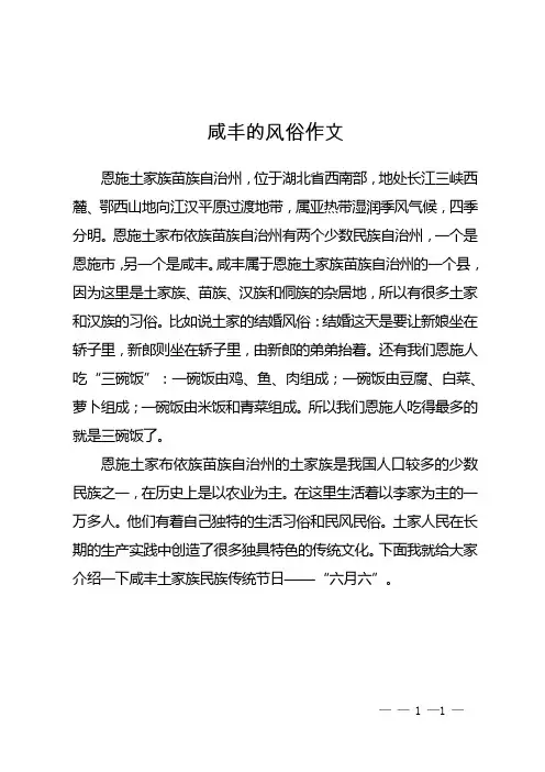 咸丰的风俗作文