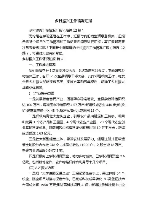乡村振兴工作情况汇报
