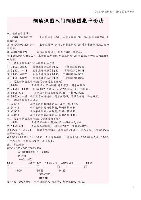 (完整)钢筋识图入门钢筋图集平面法