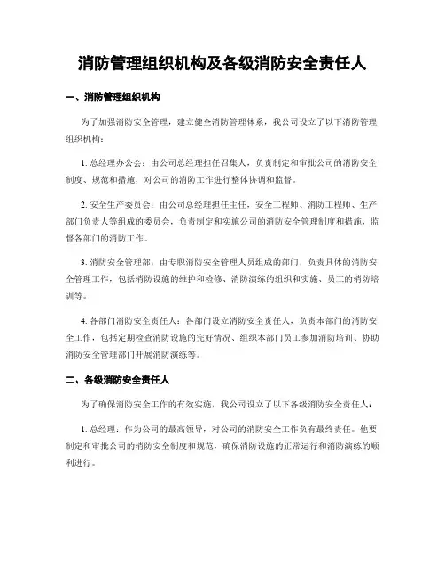 消防管理组织机构及各级消防安全责任人
