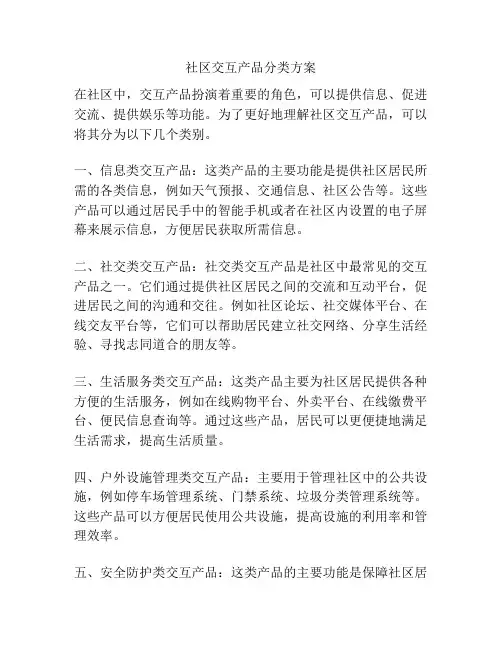 社区交互产品分类方案