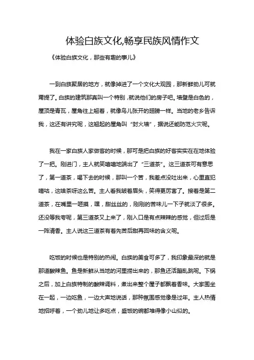 体验白族文化,畅享民族风情作文