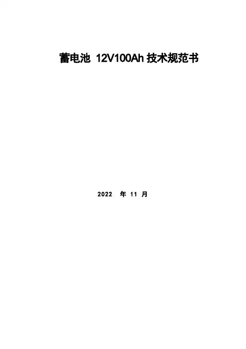 蓄电池12V100Ah技术规范书