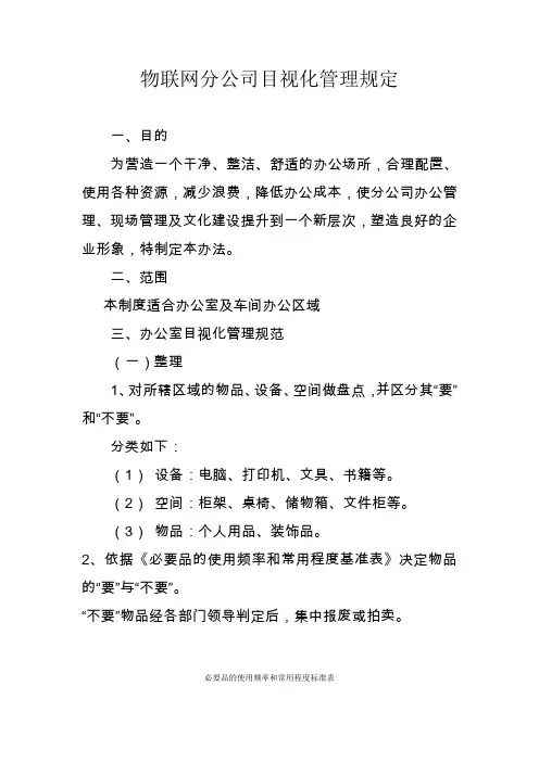 办公室目视化管理规定
