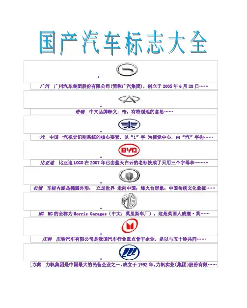 国产汽车标志大全