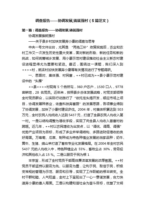 调查报告——协调发展,铸就强村（5篇范文）