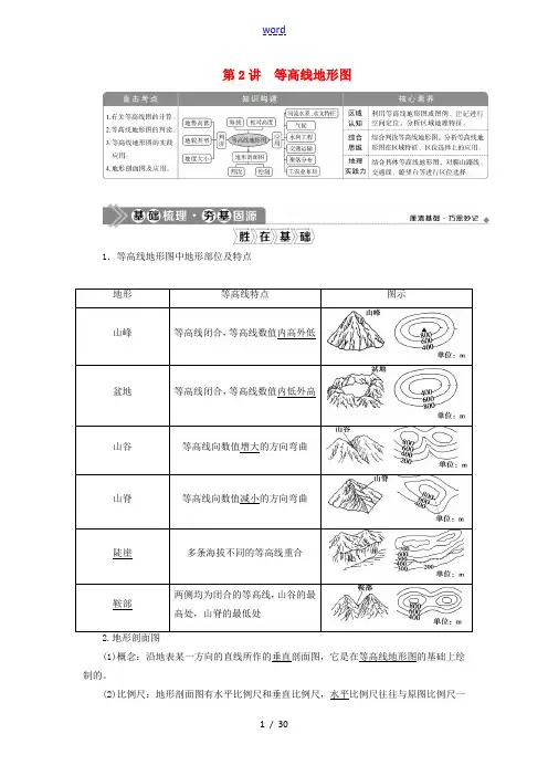 (选考)新高考地理一轮复习 第一章 宇宙中的地球 第2讲 等高线地形图教学案 湘教版-湘教版高三全册