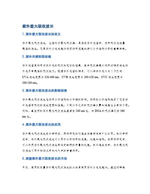 紫外最大吸收波长