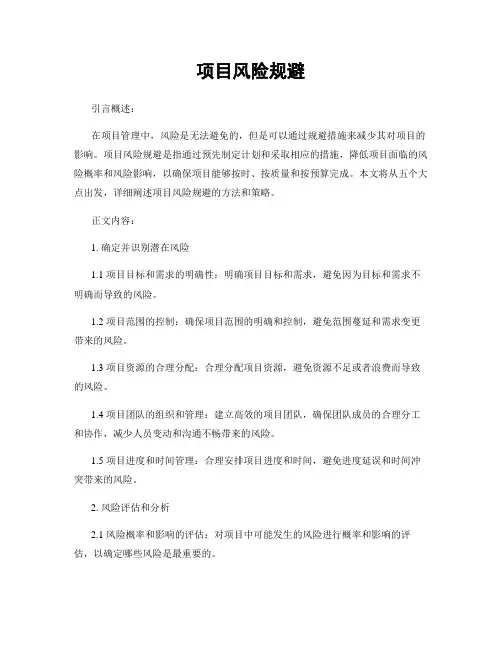项目风险规避
