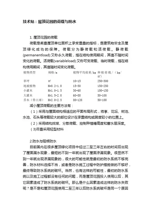 技术贴：屋顶花园的荷载与防水