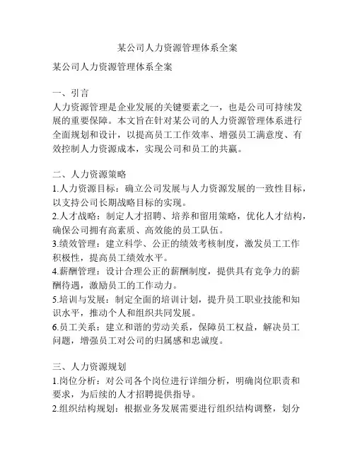 某公司人力资源管理体系全案