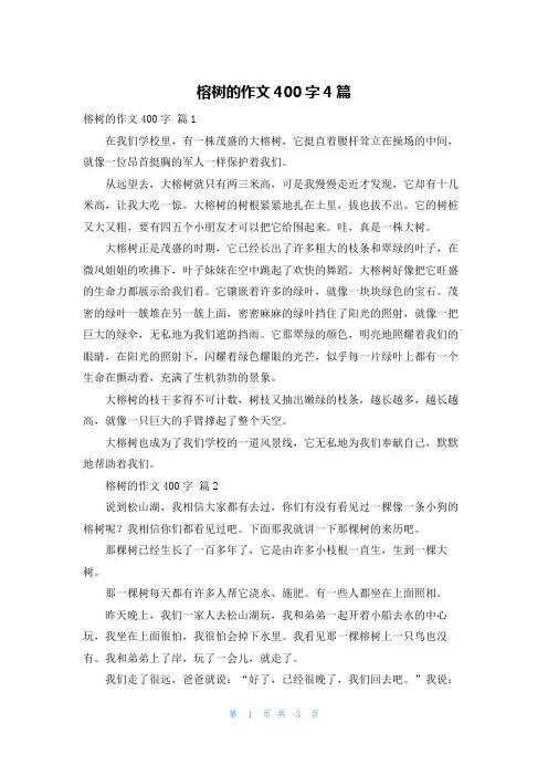 榕树的作文400字4篇