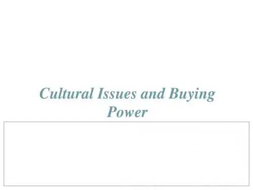 Cultural Issues and Buying Power
