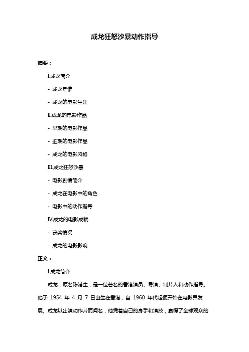 成龙狂怒沙暴动作指导