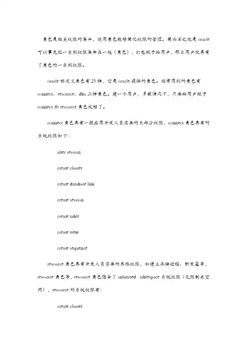 oracle权限及角色