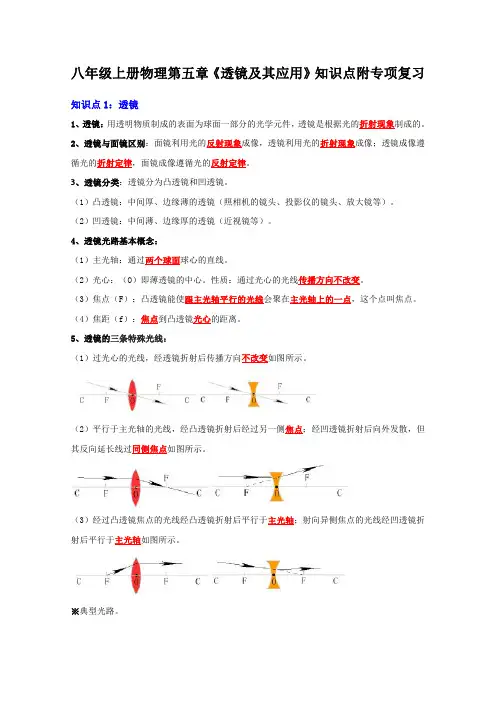 八年级上册物理第五章《透镜及其应用》知识点附专项复习