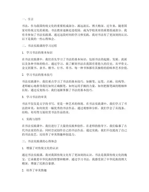书法实践课心得体会