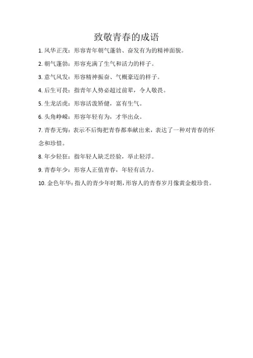 致敬青春的成语