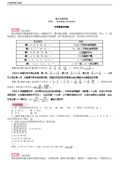 中考数学复习攻略 专题1 规律探索与归纳推理(含答案)
